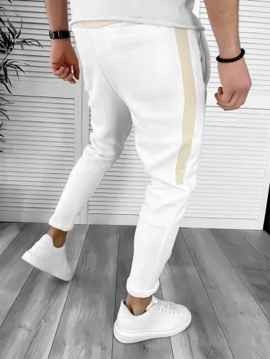 Pantaloni de trening albi conici CU MIC DEFECT DEFK192 P19-4.1